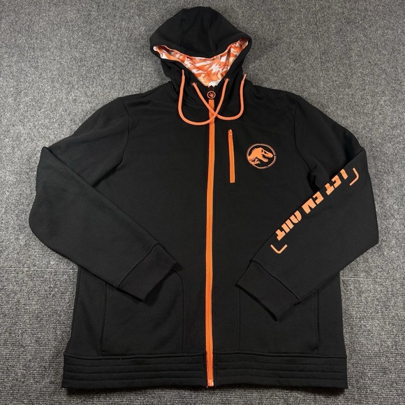 Jurassic World Universal Studios Full Zip‎ Let Em Out Hoodie Sweatshirt Mens M - Picture 2 of 11